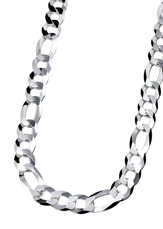 Silver Chain - Mens White Chain / Figaro Chain / 9.5 MM