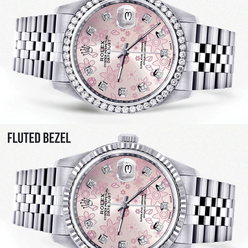 Womens Rolex Datejust Watch 16200 | 36Mm | Pink Diamond Flower Dial | Jubilee Band