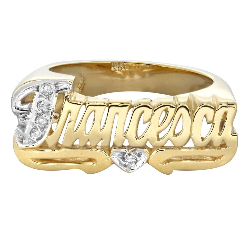 14K Diamond Two Tone Gold Name Ring | Appx. 5.5 Grams