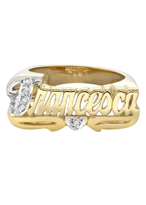 14K Diamond Two Tone Gold Name Ring | Appx. 5.5 Grams