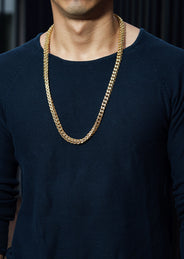 Solid Gold Plated Iced Out Franco Chain & Bracelet ( 8 Mm )