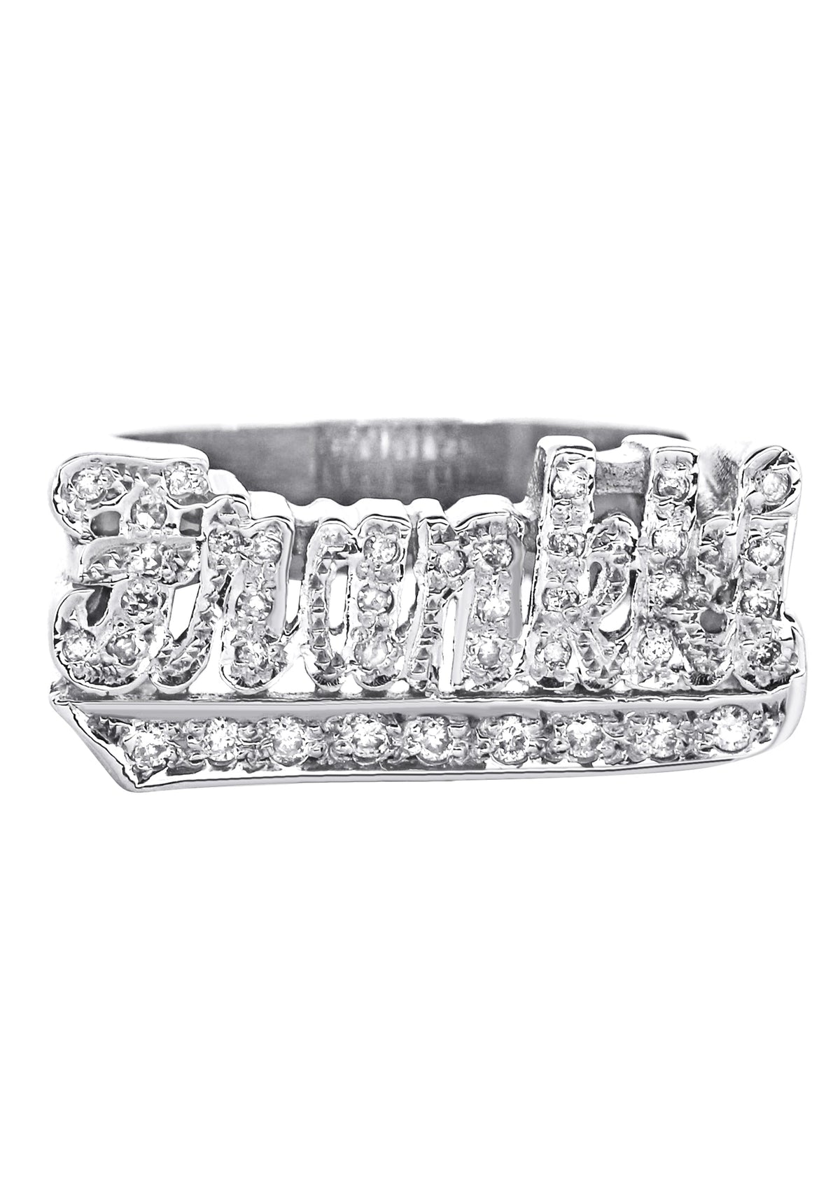 14K White Gold Diamond Name Ring | Appx. 7 Grams