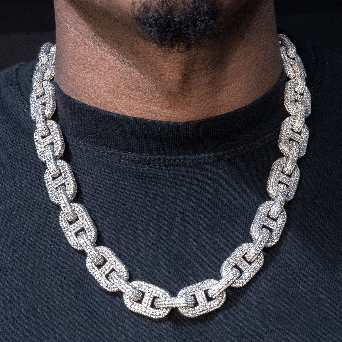 High End Jewelry - Iced Out Diamond Mariner Link Chain