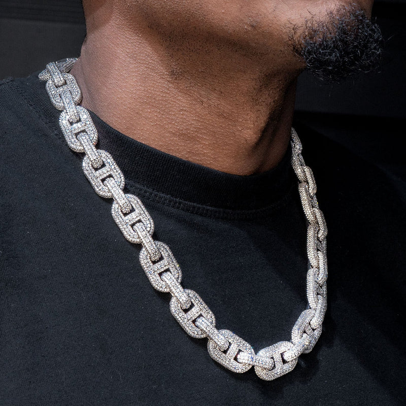 High End Jewelry - Iced Out Diamond Mariner Link Chain