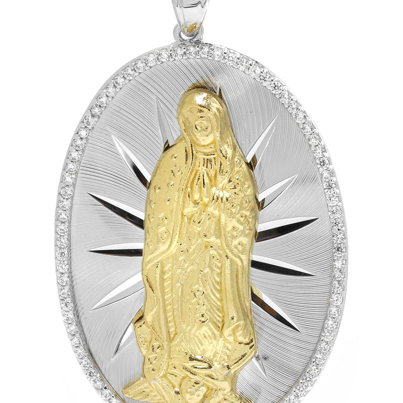 Silver Pendant - Gold Two Tone Virgin Mary Pendant | Appx 7.5 Grams