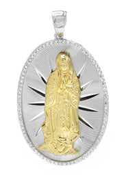 Silver Pendant - Gold Two Tone Virgin Mary Pendant | Appx 7.5 Grams