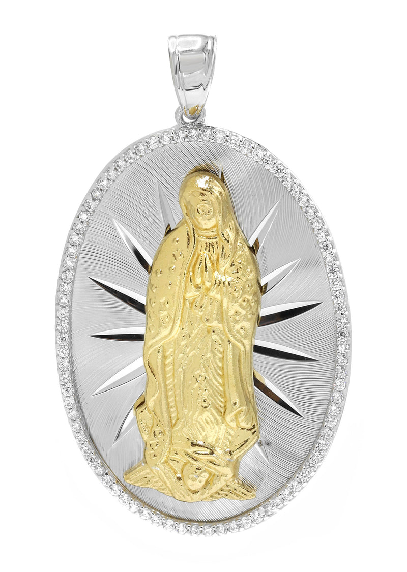 Silver Pendant - Gold Two Tone Virgin Mary Pendant | Appx 7.5 Grams