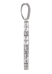 Silver Pendant - White Gold Cross Baguette Pendant | Appx 11 Grams