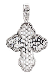 Silver Pendant - White Gold Cross Baguette Pendant | Appx 6.6 Grams