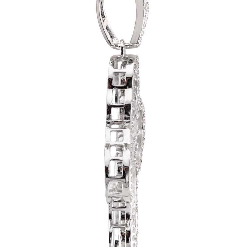 Silver Pendant - White Gold Cross Baguette Pendant | Appx 6.6 Grams