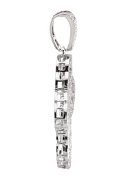 Silver Pendant - White Gold Cross Baguette Pendant | Appx 6.6 Grams