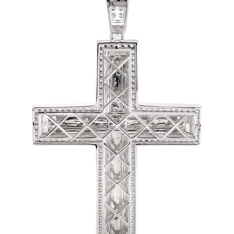 Silver Pendant - White Gold Cross Pendant | Appx 8.2 Grams