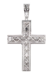 Silver Pendant - White Gold Cross Pendant | Appx 8.2 Grams