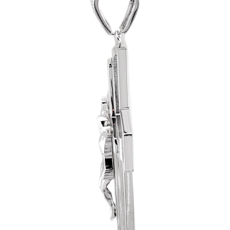 Silver Pendant - White Gold Cross Pendant | Appx 8.2 Grams