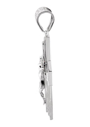 Silver Pendant - White Gold Cross Pendant | Appx 8.2 Grams