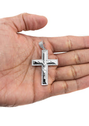 Silver Pendant - White Gold Cross Pendant | Appx 8.2 Grams
