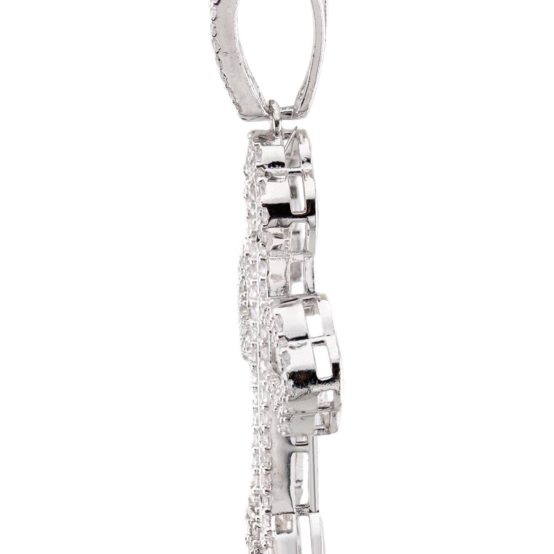 Silver Pendant - White Gold Cross Baguette Pendant | Appx 5 Grams