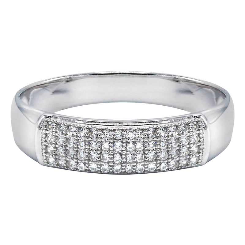 Mens Silver CZ Wedding Band | Appx 2.4 Grams