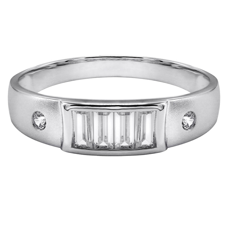 Mens Silver CZ Baguette Wedding Band | Appx 2.5 Grams