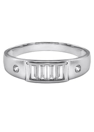Mens Silver CZ Baguette Wedding Band | Appx 2.5 Grams