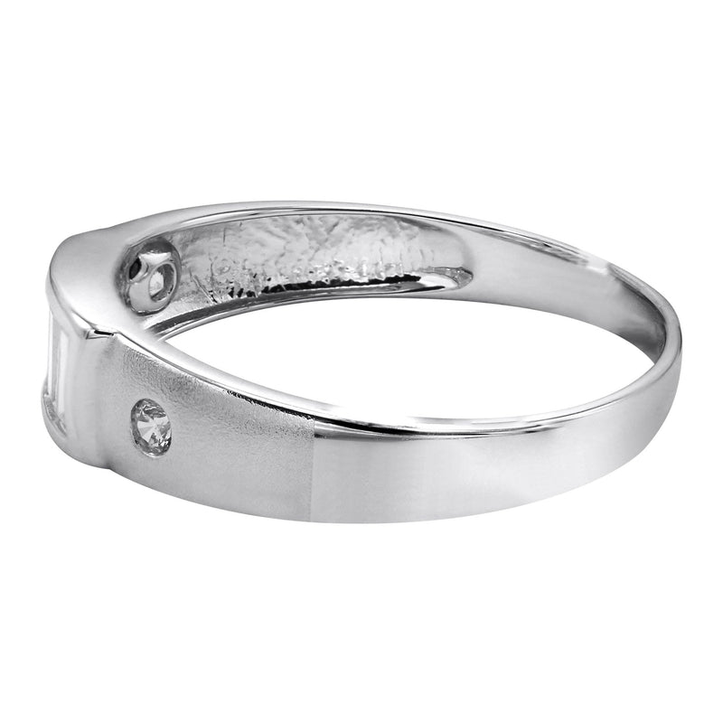 Mens Silver CZ Baguette Wedding Band | Appx 2.5 Grams