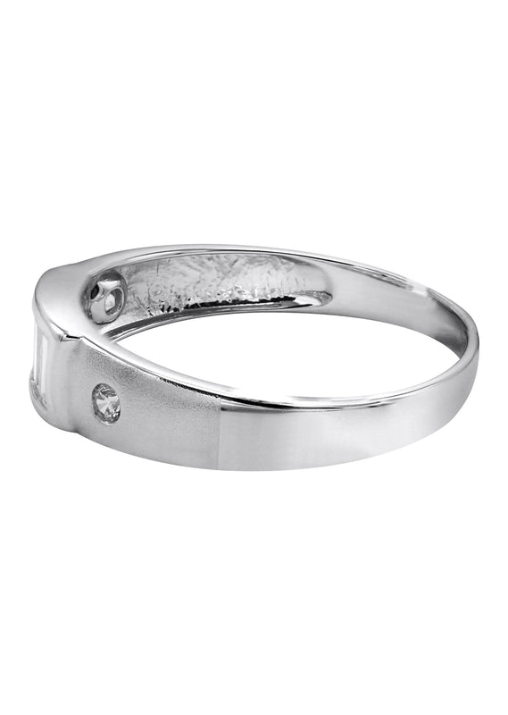 Mens Silver CZ Baguette Wedding Band | Appx 2.5 Grams