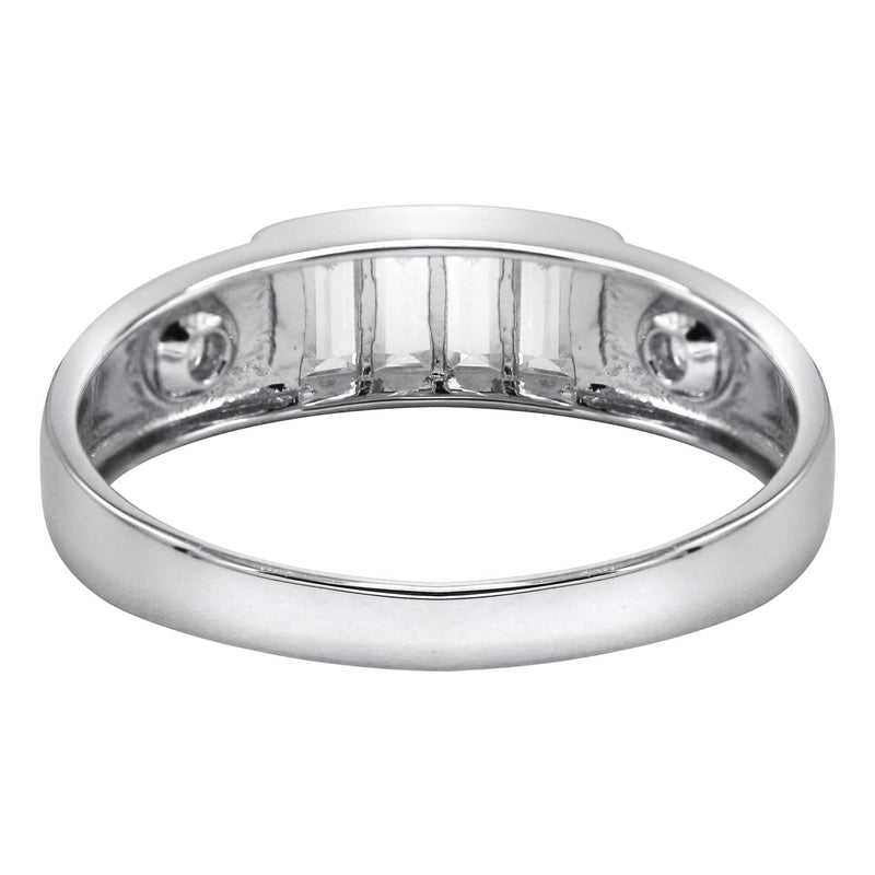 Mens Silver CZ Baguette Wedding Band | Appx 2.5 Grams