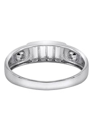 Mens Silver CZ Baguette Wedding Band | Appx 2.5 Grams