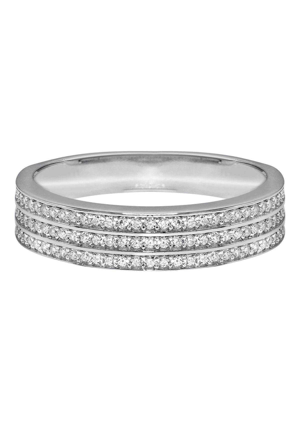Mens Silver CZ Wedding Band Ring | Appx 3.4 Grams