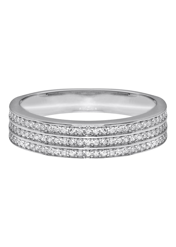 Mens Silver CZ Wedding Band Ring | Appx 3.4 Grams