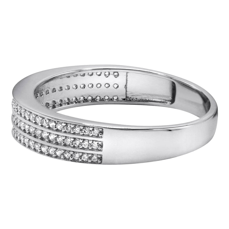 Mens Silver CZ Wedding Band Ring | Appx 3.4 Grams