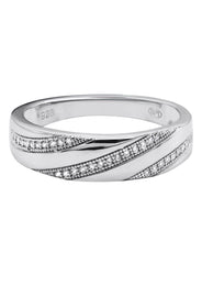 Mens Silver CZ Wedding Band | Appx 3.7 Grams