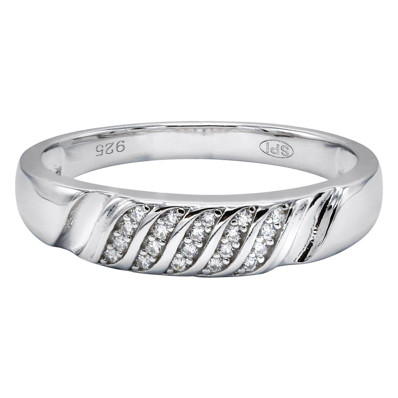 Mens Silver CZ Wedding Band | Appx 3.4 Grams