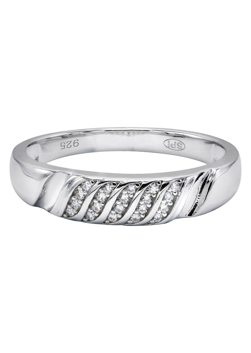 Mens Silver CZ Wedding Band | Appx 3.4 Grams