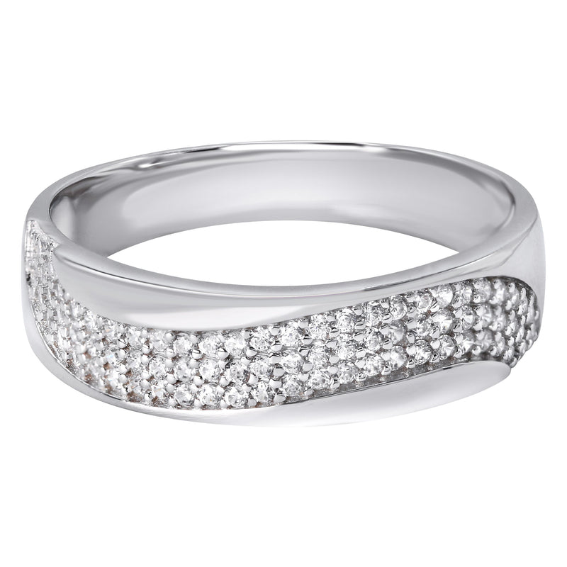 Mens Silver CZ Wave Wedding Band | Appx 3.7 Grams