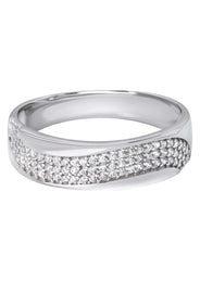 Mens Silver CZ Wave Wedding Band | Appx 3.7 Grams
