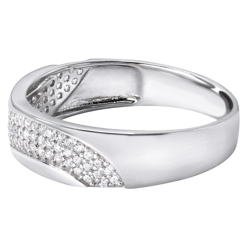 Mens Silver CZ Wave Wedding Band | Appx 3.7 Grams