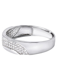 Mens Silver CZ Wave Wedding Band | Appx 3.7 Grams