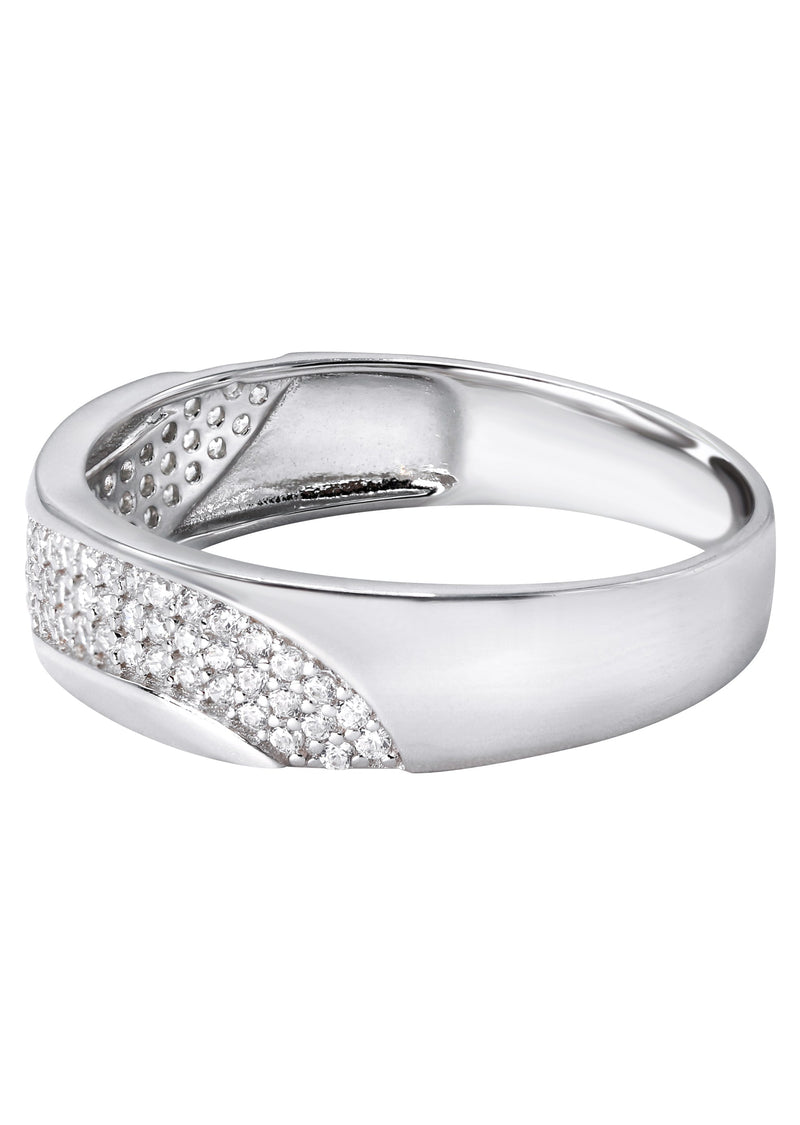 Mens Silver CZ Wave Wedding Band | Appx 3.7 Grams
