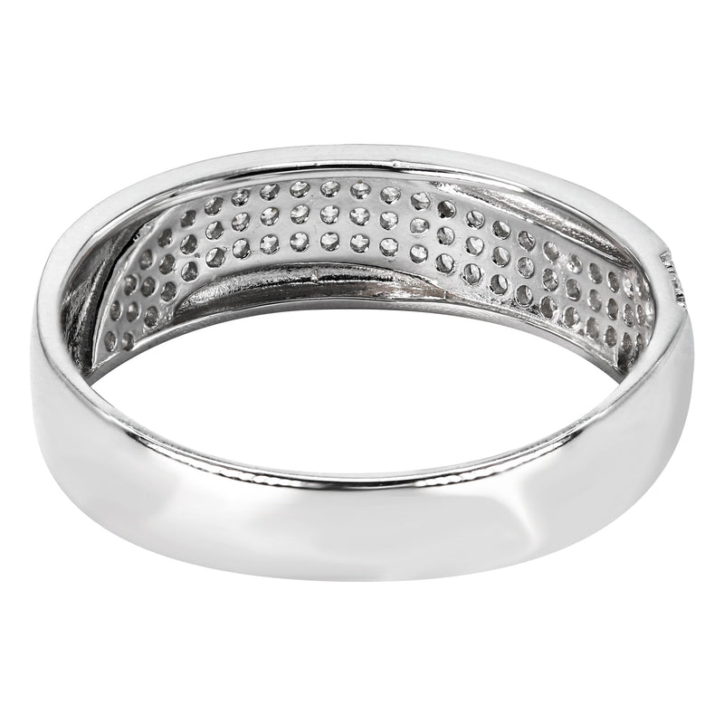 Mens Silver CZ Wave Wedding Band | Appx 3.7 Grams