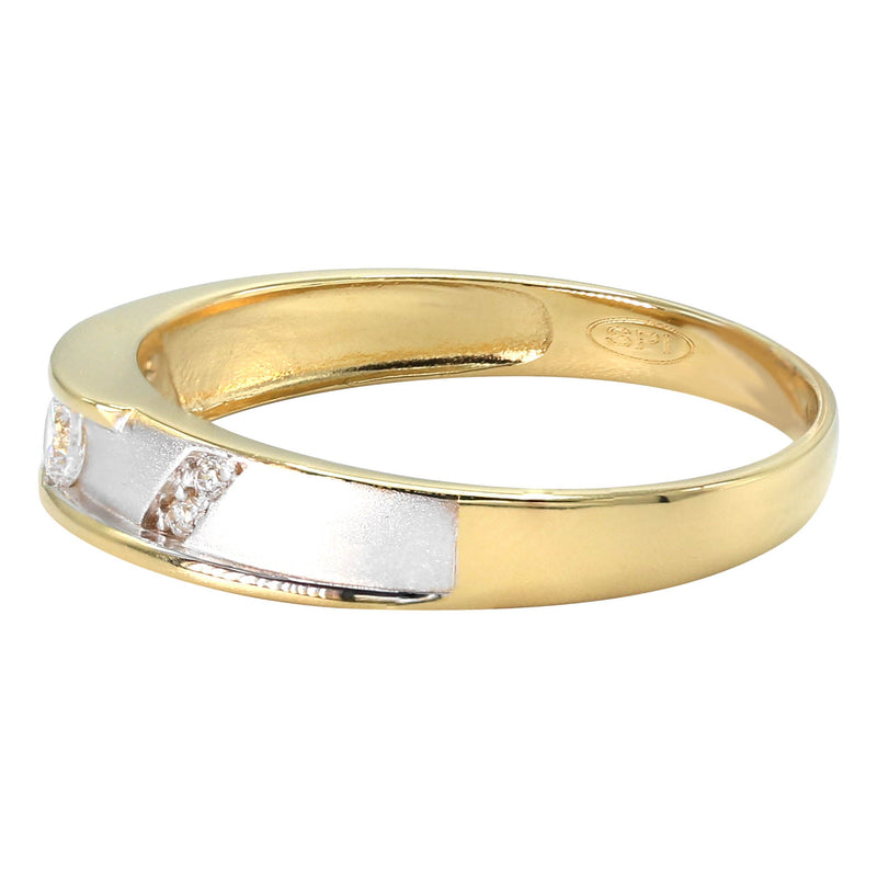 Mens Silver CZ Gold Wedding Band | Appx 2.5 Grams