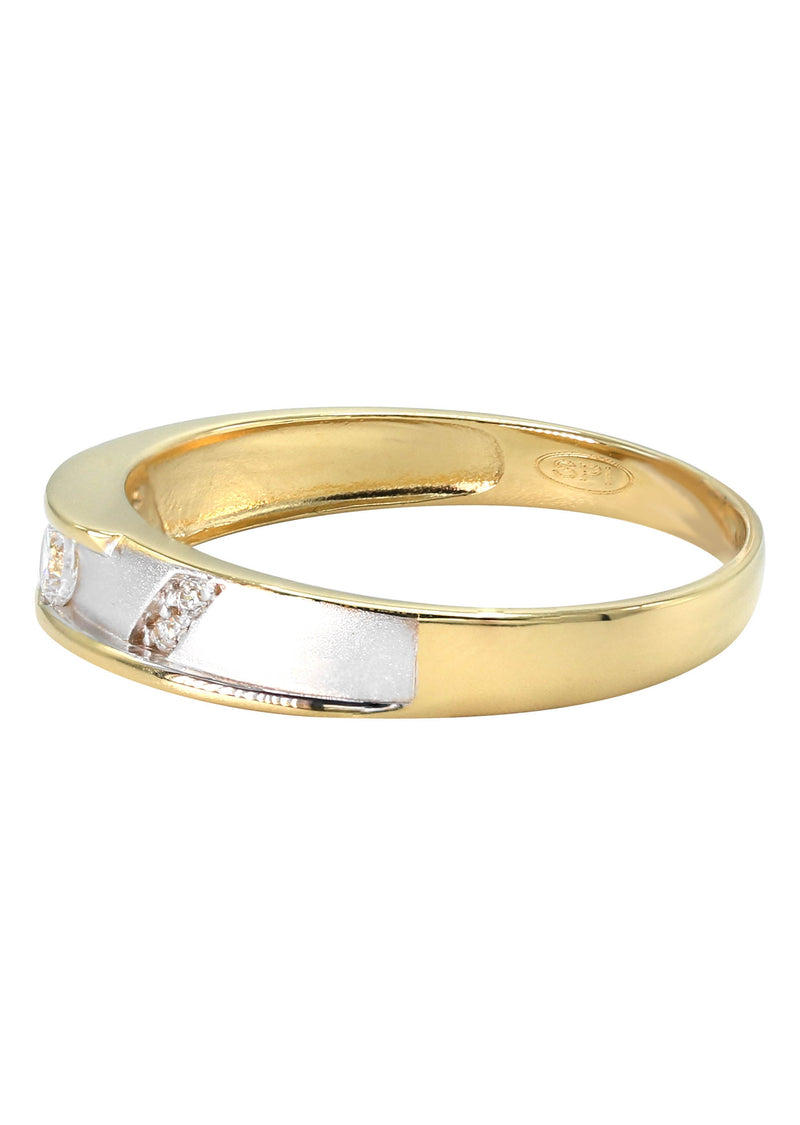 Mens Silver CZ Gold Wedding Band | Appx 2.5 Grams