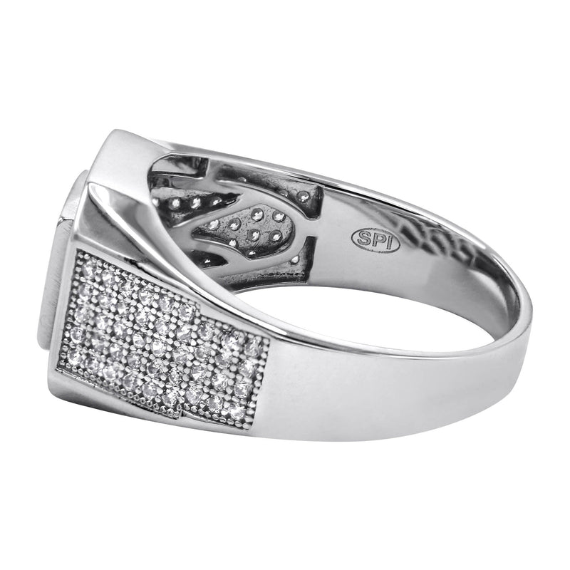Mens Silver CZ  Baguette Signet Ring | Appx 5.5 Grams