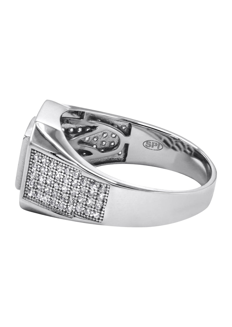 Mens Silver CZ  Baguette Signet Ring | Appx 5.5 Grams