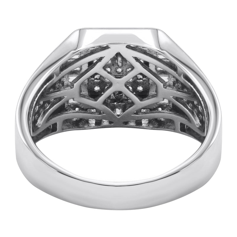 Mens Silver CZ  Baguette Signet Ring | Appx 5.5 Grams