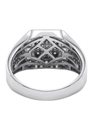 Mens Silver CZ  Baguette Signet Ring | Appx 5.5 Grams
