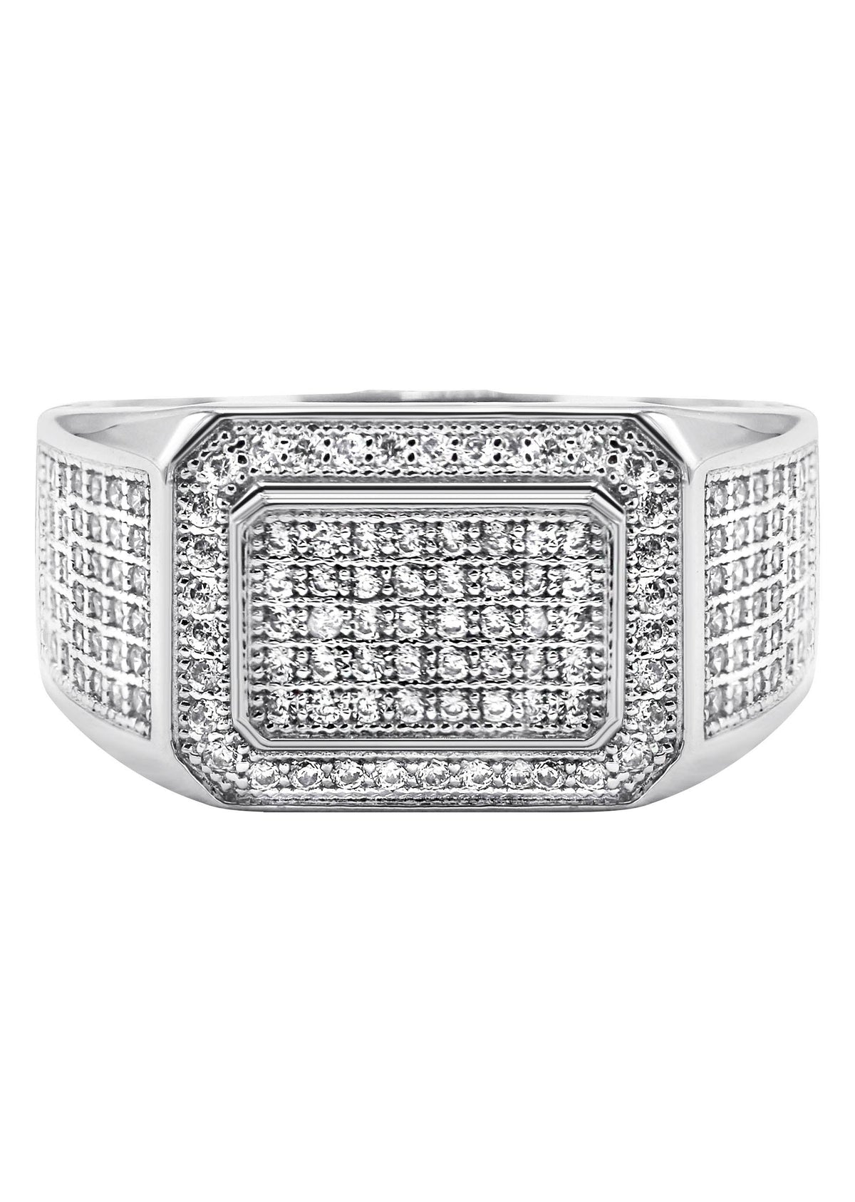 Mens Silver CZ Signet Ring | Appx 6.4 Grams