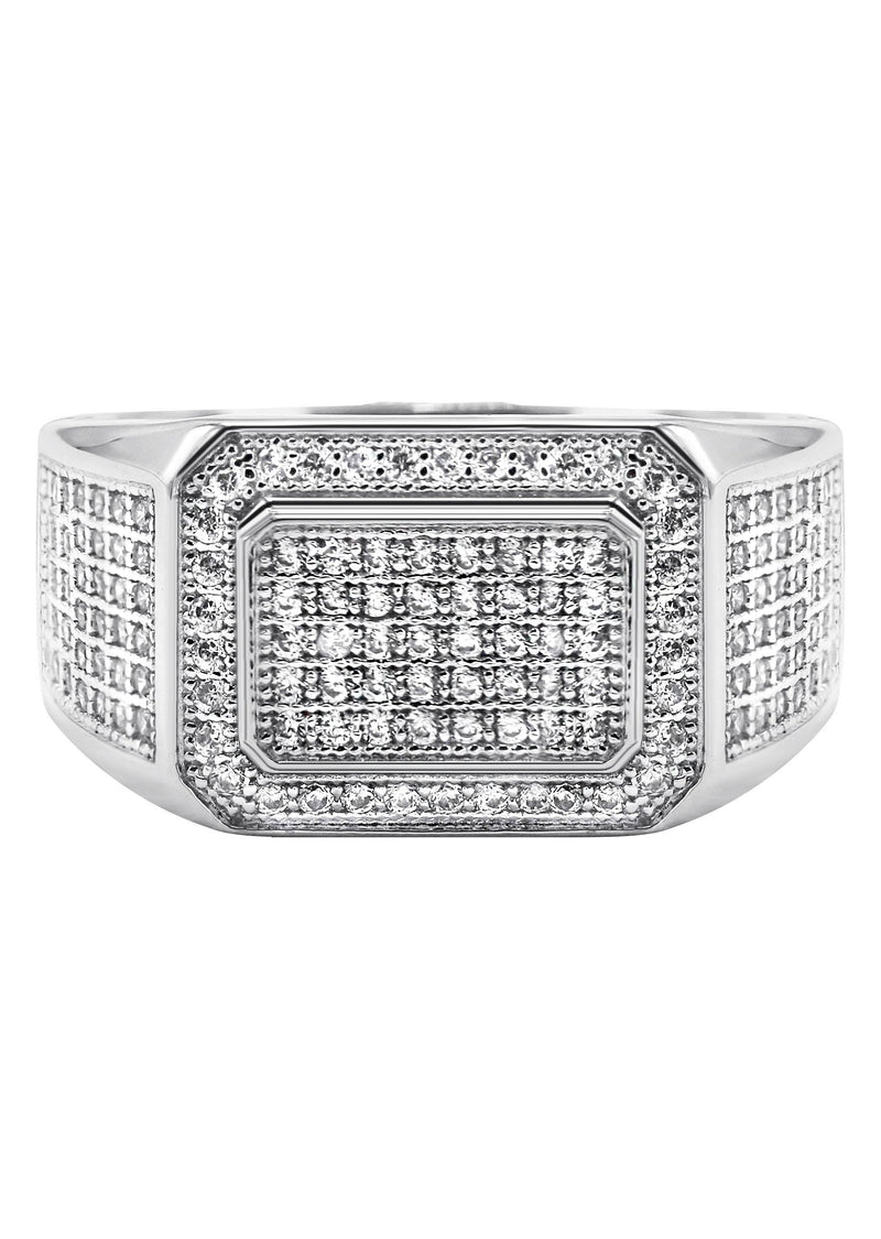 Mens Silver CZ Signet Ring | Appx 6.4 Grams