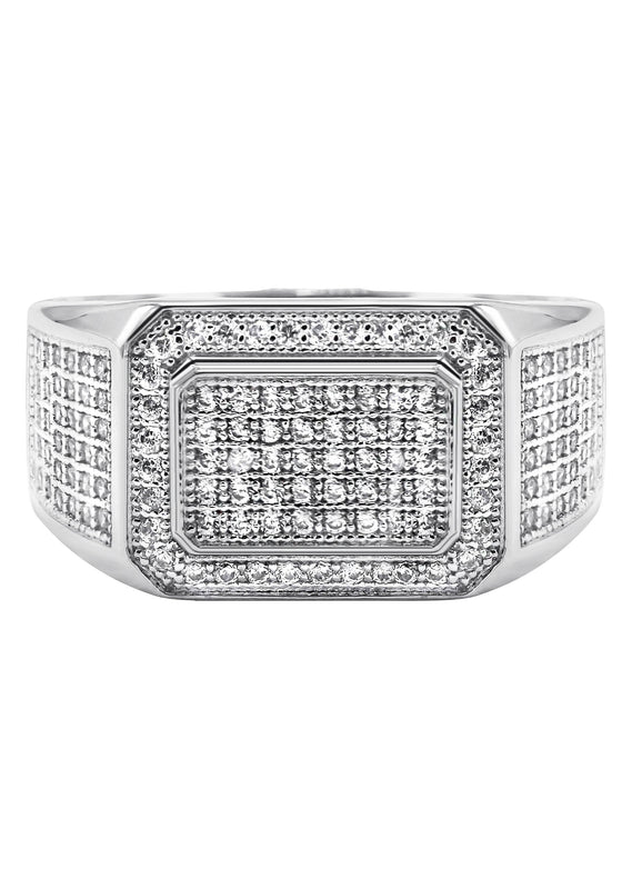 Mens Silver CZ Signet Ring | Appx 6.4 Grams