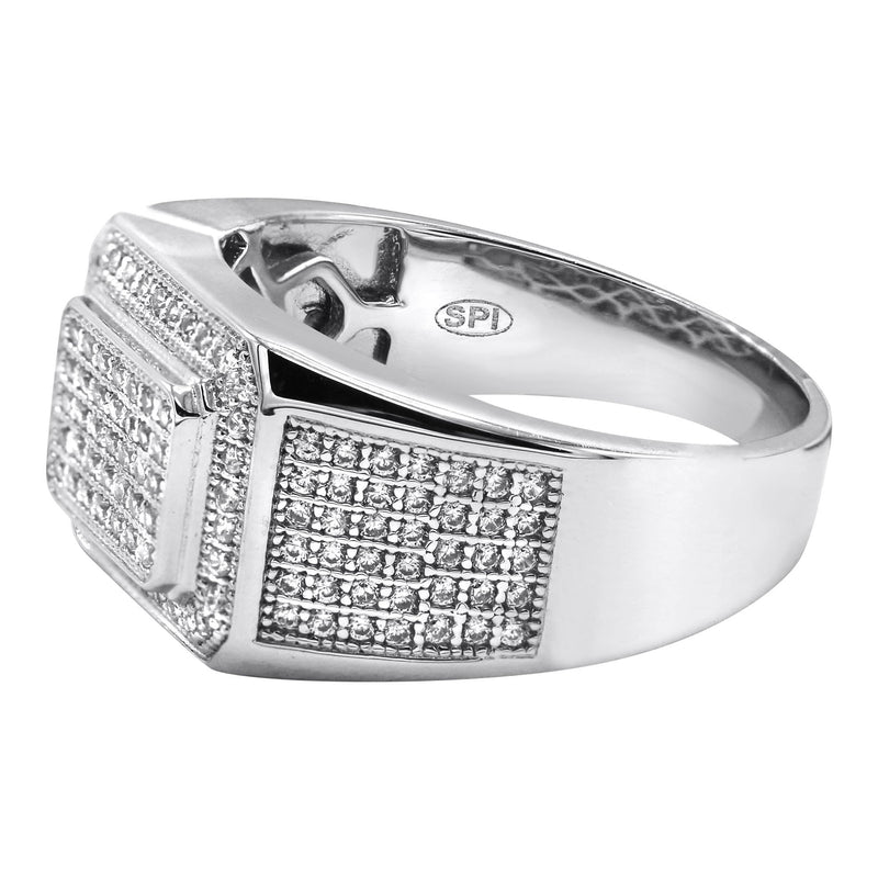 Mens Silver CZ Signet Ring | Appx 6.4 Grams